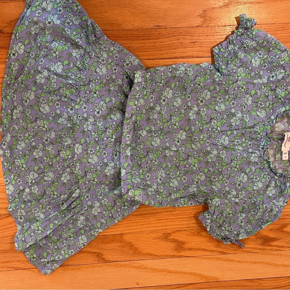 Vineyard Vines Girls Lavender and Green Floral Matching Set